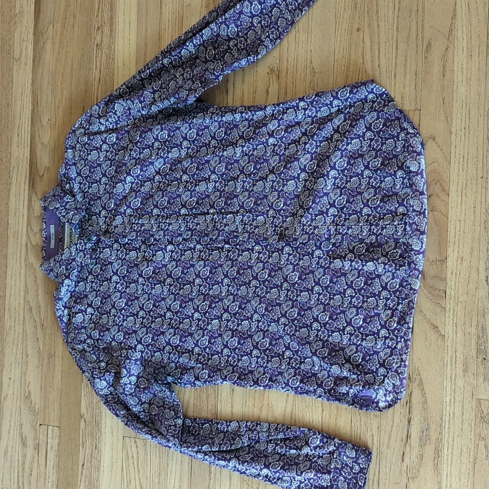 Men's Express button down purple shirt Paisley print size large